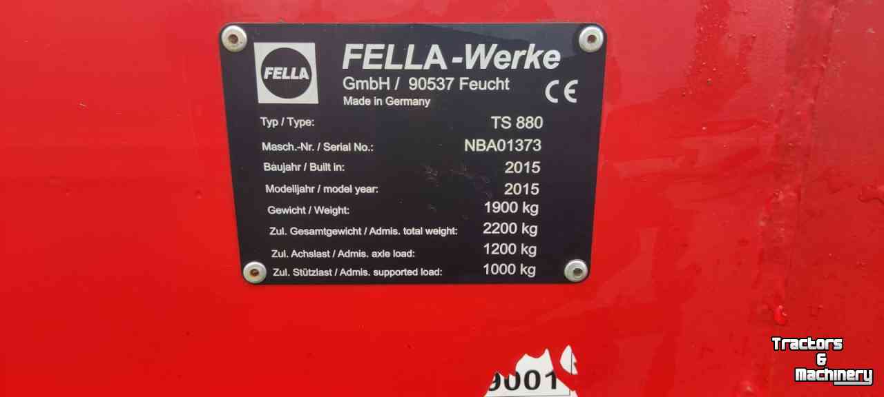 Rugger / Hark Fella TS 880 dubbele hark/duiner