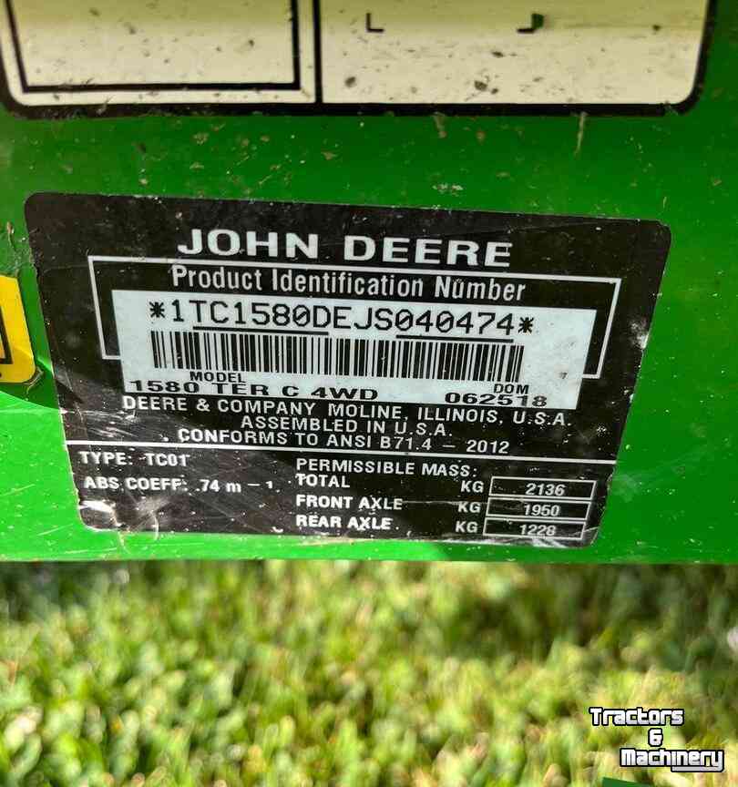 Zelfrijdende maaier John Deere 1580 Zonder Maaidek