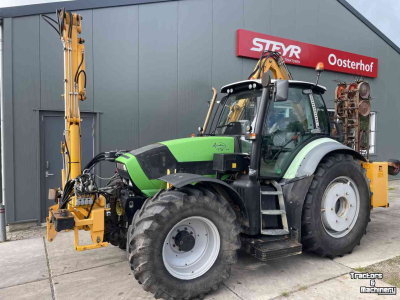 Traktoren Deutz Agrotron ttv 610 met herder cavalier mbk 418 en herder front giek